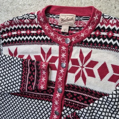 Cárdigan Woolrich Suéter Mujer Mediano Fair Isle Nórdico Navidad Festiva Mamá Foto 1 de 4