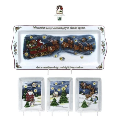 Portmeirion Studio 圣诞故事 16 英寸 3 节服务器托盘 Susan Winget — 第 1/4 张图片