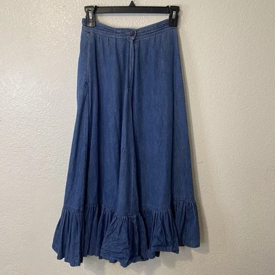 Falda De Colección Liz Claiborne Boho Denim Volantes Parte Inferior Talla 2 Western Country Foto 1 de 4
