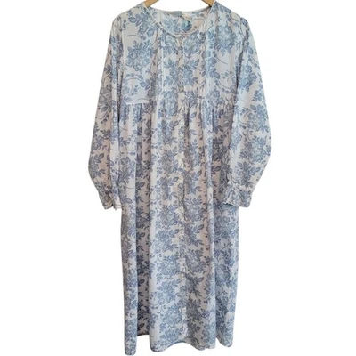 Camisón de Colección 100% Algodón Botón M Floral Cottagecore Plumero Bata Encaje *Defecto* Foto 1 de 4