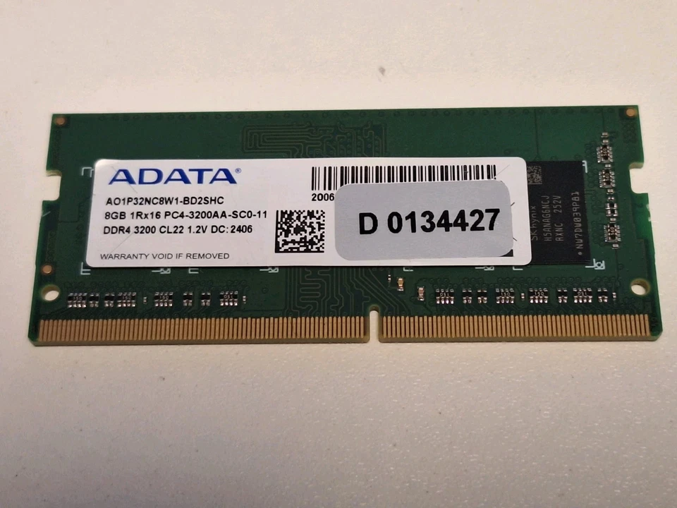 ADATA - PC4-3200AA-SC0-11 - PC4 3200 - 8GB - 1X16GB - CL22 - Laptop - SODIMM - Image 1 of 1