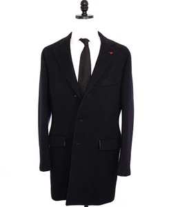 $6,995 ISAIA - Wool Solid Navy Blue Overcoat Coat - 42R - Picture 1 of 14