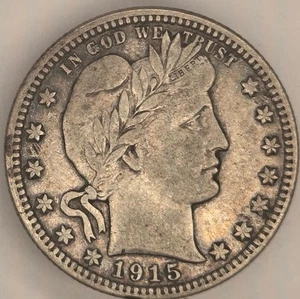 1915-D VF+ Barber Quarter - Picture 1 of 2