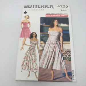 Butterick Sewing Pattern 4722 Off Shoulder Banded Fit & Flare Twirl Dress 8-12 - Picture 1 of 4