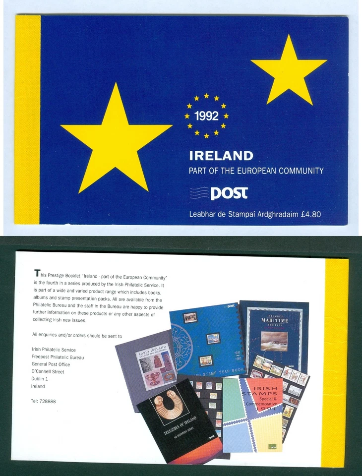 Irlanda. Folleto 1992. MNH. Parte de la Comunidad Europea. Contiene 15 sellos. Foto 1 de 1