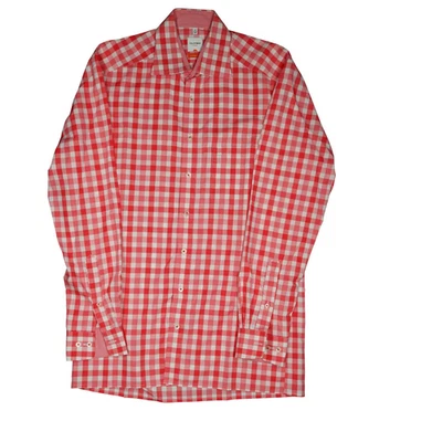 Olymp Luxor 15/38 Camisa Manga Larga Blanco Rojo Cuadros Hombre Modern Fit Ocio - Imagen 1 de 3