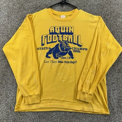 Camiseta De Colección Aquin Fútbol 1986 Manga Larga Talla XL Amarilla Puntada Única Foto 1 de 4