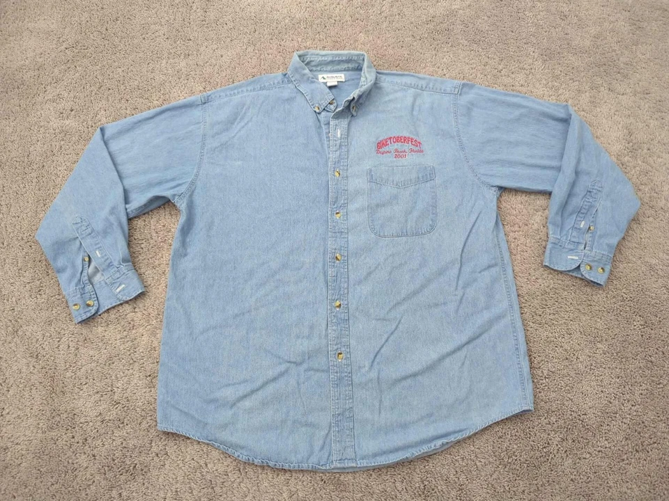 Vintage Biketoberfest 2001 Button Down Shirt Men's Extra Large Augusta Patriotic - Image 1 of 4