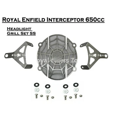 Ajuste para Royal Enfield Interceptor 650cc - Juego de parrilla de faros SS (diseño araña) Foto 1 de 4