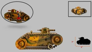 1930's German Märklin Camoflauge Medium WWI Tank - Tin Wind Up Toy Rare - Picture 1 of 8