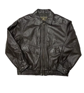 Vintage Memebers Only Leather A2 Jacket Mens Large Dark Brown Flight Moto - Picture 1 of 5