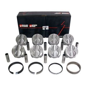 SPEED PRO Ford 289 302 5.0 Flat Top Hypereutectic Pistons+CAST Rings 9.0:1 STD