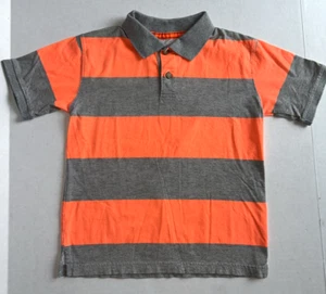 Children's Place Boys Polo Shirt Short Sleeve Stripe Size M 7/8 Orange Gray - Picture 1 of 4