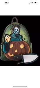 Loungefly Halloween Michael Myers Pumpkin Glow Mini Backpack With Coin Bag knife - Picture 1 of 4