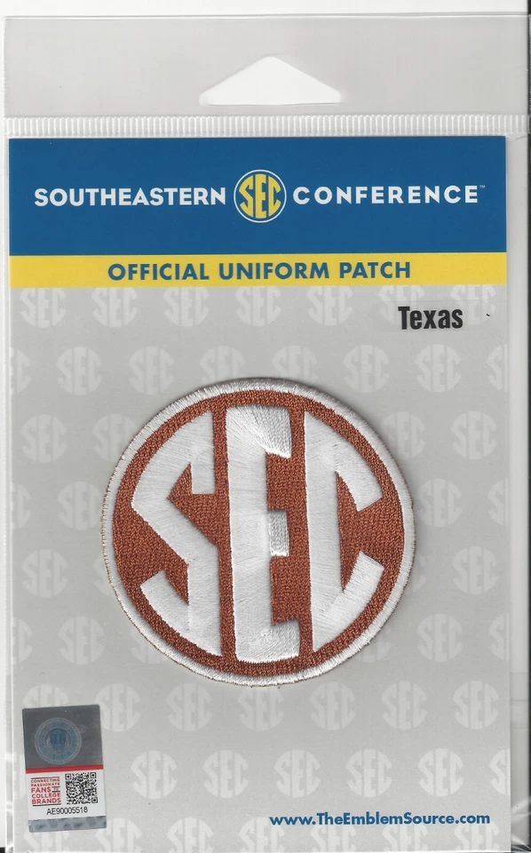Texas Longhorns SEC Conference Jersey Patch Official Football Pkg Iron On 2 1/2"