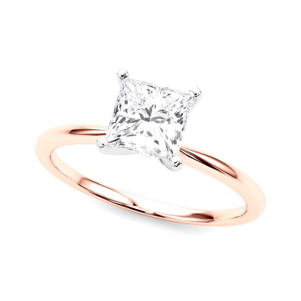 14K Rose Gold Princess Cut Lab Grown Diamond Engagement Ring 0.50ctw to 4.00ctw - Image 1 of 3