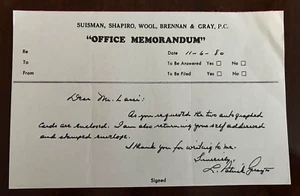 L. PATRICK GRAY III - Memorándum escrito a mano y firmado. 6 de noviembre de 1980. - Imagen 1 de 2