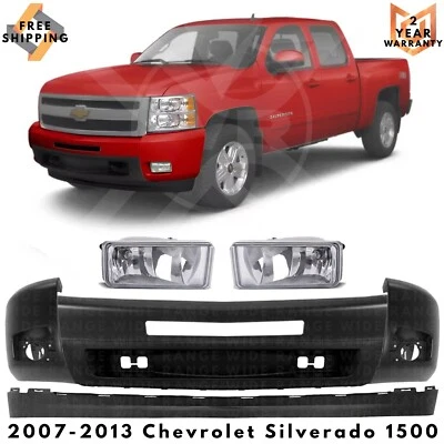 Front Bumper Kit With Fog Lights Set For 2007-2013 Chevrolet Silverado 1500 Foto 1 de 4