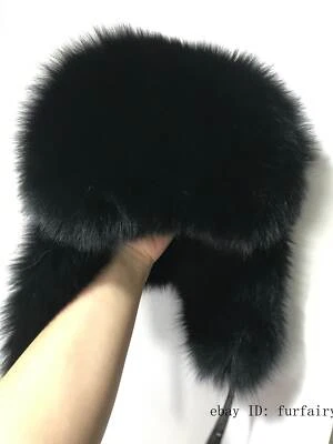 Male Female Real Raccoon Fox Fur Hat Fur Russian Aviator Ski Cap Trapper EarFlap - Image 1 of 4
