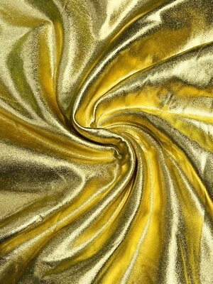 Gold Metallic Foil Lame Spandex- Sold By The Yard. - Image 1 of 4