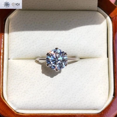 2.50Ct Round Cut E VS1 IGI Lab Grown Diamond Engagement Ring In 14K White Gold - Image 1 of 4