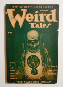 November 1945 Weird Tales Pulp Magazine Skull Cover Robert Bloch - Picture 1 of 3
