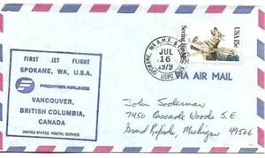 FFUS Frontier Airlines Spokane WA AMF - Vancouver BC July 16 1979 AAMC#FL-D18Nf - Picture 1 of 1