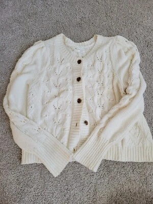 Anthropologie Knit Ivory Sweater  Cardigan Size XL - Image 1 of 4