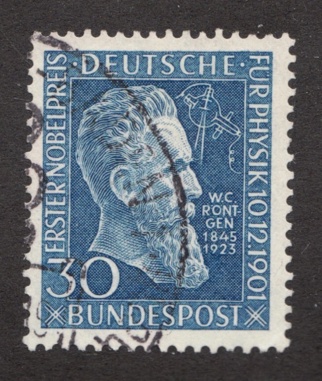 Alemania 1951 Sc#686 - 30pf: Roentgen - Ganador del Premio Nobel de Física - Usado Cv$15 Foto 1 de 1