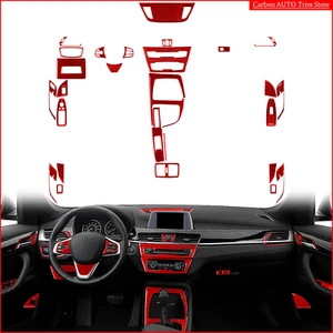 For BMW X1 X2 F48 F39 2016-2023 Red Carbon Fiber Full Interior Trim Kit 33 Pcs - Picture 1 of 7