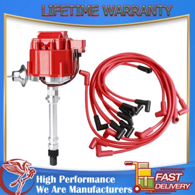 HEI Distributor Assembly & Spark Plug Wires 8mm Set For Chevrolet GMC SBC BBC V8 - Image 1 of 4