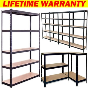 5 Tier Metal Storage Shelving Black Racking Shelf Stand Office Home Rack Large - Picture 1 of 12