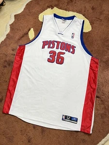 Authentic Reebok Detroit Pistons Ben Wallace #36 NBA White Jersey 52 XXL Cade - Picture 1 of 11