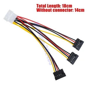 NEW 4 pin IDE Male Connector to 3pcs 15 pin SATA Connectors Splitter Power Cable - Afbeelding 1 van 14