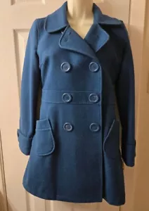 TULLE Wool Blend Size Small Teal Blue Coat - Picture 1 of 7