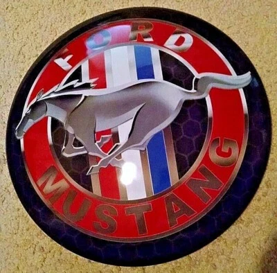 FORD MUSTANG SIGN NEW 2021 DOMED DISC BUTTON PLAQUE TIN 202200 GARAGE MAN CAVE. - Image 1 of 4