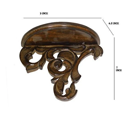 2 X vintage Beautiful wooden carved Fancy wall bracket shelf simple & ethnic Cover