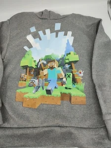 JINX MINECRAFT Boy’s Small Hoodie Youth Run Away Gray Pockets Hood Fleece Shirt - Picture 1 of 8