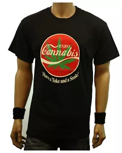 T-Shirts Weed Marihuana ENJOY CANNABIS Topf bedruckt Grafik Mode Urban Tee - Bild 1 von 3