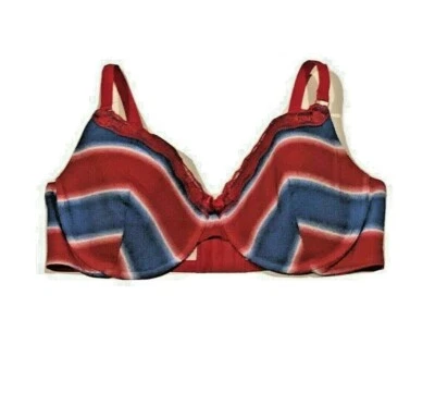 Patriotic Bra 42D 4th of July Underwire Red & Blue Flirtitude Adjustable Straps - Image 1 of 4