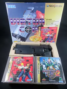 Virtua gun Sega Saturn SS gun controller cop house Japan game 3 games tested jp - Picture 1 of 24
