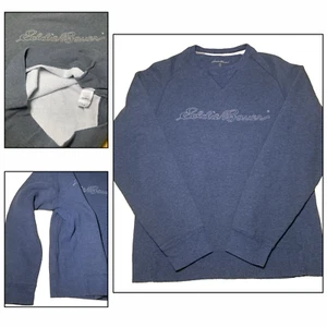 Eddie Bauer Embroidered Logo Blue Crewneck Sweatshirt Mens Small-Fleece Lined - Picture 1 of 10