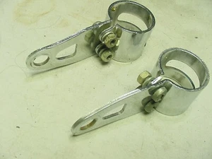 TRIUMPH BSA NORTON HONDA CUSTOM HEADLIGHT MOUNT BRACKETS FOR FORKS, 1 3/8 BORE - Picture 1 of 3