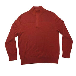 Banana Republic Merino Wool Sweater Pullover 1/4 Zip Mock Neck Maroon Red L NWOT