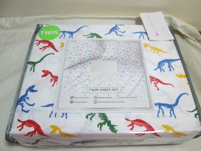 Urban Domain Kids Twin Sheet Set DINOSAURS  Fossils ~ Red, Green, Yellow, Blue - Image 1 of 3