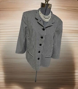 Chaps By Ralph Lauren Blazer Size 22W Jacket Pockets French Stripe Cotton - Picture 1 of 24