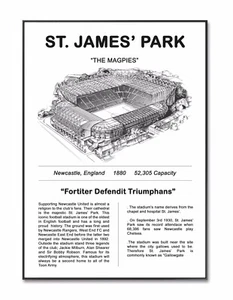 St James Park Poster, Newcastle United Football Poster, Newcastle Stadium Print - Picture 1 of 4