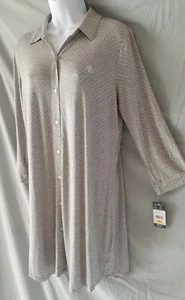 Ralph Lauren Gray Sleepshirt Nightgown 3/4 Sleeve Polka Dot Medium 44" BUST - Picture 1 of 5
