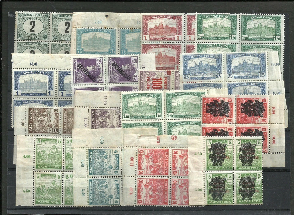 HUNGARY, LOT 16 BLOCKS OF 4 (64 STAMPS) MNH, VF - Image 1 of 1