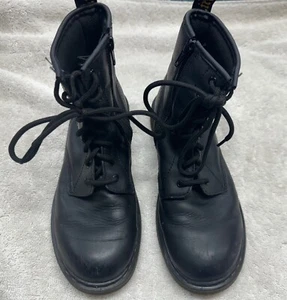 Dr. Doc Martens 1460Y Kids Black Leather Lace-Up Zipper Boots Size 5 US with box - Picture 1 of 8